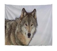 A.Monamour Grey Wolf In Winter White Snow Animal Themed Picture Printed Boho Hippie Mandala Tapestry Wall Hangings Curtain Bedspread Beach Towel Tablecloth