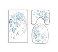 A.Monamour Light Blue Water Bubbles White Backgrounds Abstract Art Print Soft Flannel Cloth Washable Toilet Seat Covers Toilet Lid Covers Cushions Pads Skidproof Bath Mat Rug For Toilet Accessories
