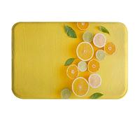 A.Monamour Non-Slip Water Absorbent Bath Mat Tropical Fruits with Leaves Lemon Orange on Pastel Yellow Background Soft Flannel Mat Rug Carpet for Bathroom Bathtub Shower Kitchen Sink Bedroom 40x120cm