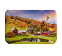 A.Monamour Non-Slip Water Absorbent Bath Mat Vermont USA Early Autumn Rural Scenery Countryside Farm Forest Soft Flannel Mat Rug Carpet for Bathroom Bathtub Shower Kitchen Sink Bedroom 40x120cm