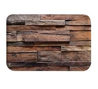 A.Monamour Non-Slip Water Absorbent Washable Bath Mat 3D Brown Rustic Barn Wooden Planks Wood Background Soft Flannel Mat Rug Carpet for Bathroom Bathtub Shower Kitchen Sink Bedroom Living Room