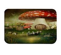 A.Monamour Non-Slip Water Absorbent Washable Bath Mat Fairytale Mushroom House by the Lake Green Meadow Sunflower Daisy Soft Flannel Mat Rug Carpet for Bathroom Bathtub Shower Kitchen Sink 40x60cm