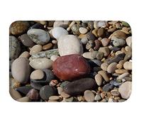 A.Monamour Non-Slip Water Absorbent Washable Bath Mat Stones Pebbles on Beach Soft Flannel Mat Rug Carpet for Bathroom Bathtub Shower Kitchen Sink Bedroom Living Room