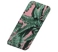 A.Monamour Non-Slip Water Absorbent Washable Bath Mat Tropical Green Leaves Exotic Banana Palm Leaves Pink Background Soft Flannel Mat Rug Carpet for Bathroom Bathtub Shower Kitchen Sink 40x120cm