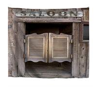 A.Monamour Old Western Wooden Swinging Saloon Doors Ancient Architecture Picture Print Boho Hippie Mandala Tapestry Wall Hangings Curtain Bedspread Beach Towel Tablecloth