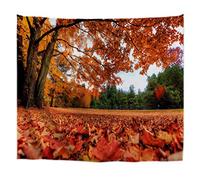 A.Monamour Orange Maple Tree Leaves Fall Autumn Season Nature Forest Scenery Printed Textile Fabric Wall Hanging Tapestry Wall Decors Curtains For Home Party Decorations 180X230Cm/71 X90