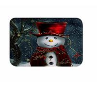 A.Monamour Quiet Snowy Night White Snowman With Hat Christmas Print Soft Flannel Non-Slip Bath Rugs Floor Mats Doormats for Home Entrance Way Outdoors Indoors Decorations 40x60cm / 15"x23"