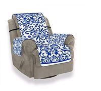 A.Monamour Sofa Slipcovers Sofa Covers Majolica Pottery Tile Blue and White Azulejo Spain Décor Velvet Slip Resistant Armchair Couch Sofa Furniture Protector Fabric Covers for Pets Dogs Cats