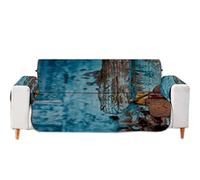 A.Monamour Sofa Slipcovers Sofa Covers Rustic Padlock On A Old Blue Wooden Door Wood Texture Print Soft Velvet Slip Resistant Armchair Couch Sofa Furniture Protector Fabric Covers for Pets Dogs Cats