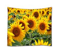 A.Monamour Summer Sunflower Field Nature Landscape Fabric Wall Tapestry Wall Décor Wall Hangings Curtain for Bedroom Living Room Dorms