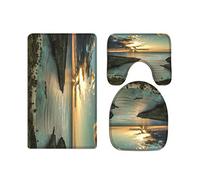 A.Monamour Sunrise Over Hanauma Bay On Oahu Hawaii Sunlight Through Dark Clouds Nature Scenery Soft Flannel Washable Bath Mat Rug Set Toilet Seat Covers Toilet Lid Covers Cushions Toilet Accessories