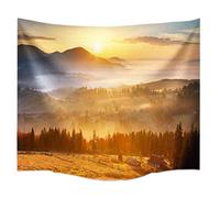 A.Monamour Sunset Nature Mountains Forests Land Field Scenic Photo Digital Printed Tapestry Wall Hanging Wall Tapestry Living Room Bedroom Dorm Decor