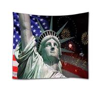 A.Monamour USA Flag Statue Of Liberty In New York City Celebration And Fireworks Boho Hippie Mandala Wall Hanging Tapestry Wall Mural Curtain Fabric Tablecloth