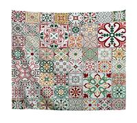 A.Monamour Wall Hanging Tapestry Set Of Tiles In Portuguese Spanish Italian Style Fabric Wall Decoration Wall Hangings Wall Mural Curtain for Bedroom Living Room Dorms 102x153cm
