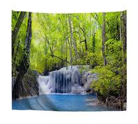 A.Monamour Wall Hanging Tapestry Thailand Green Tropical Jungle Forest Waterfall Cascade Scenery Picture Print Wall Fabric Mural Art Decoration for Bedroom Dorm Living Room 180x230cm