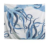 A.Monamour Wall Hanging Tapestry Watercolor Blue Octopus Pattern Picture Print Wall Fabric Mural Art Decoration for Bedroom Dorm Living Room 102x153cm