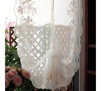 A.Monamour White Transparent Sheer Embroidered Voile Floral Lace Balloon Curtain Window Roman Shades Window Treatment Tie Up Curtain Cottage Adjustable Tie Tieup, Rod Pocket/Pinch Pleat, 1 Piece