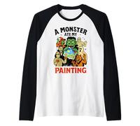 A Monster Ate My Painting Halloween Elementary Art Teacher Raglan Baseball Tee