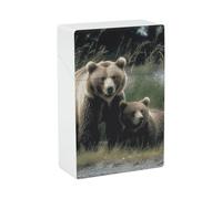 A Mother and A Cub Bears Cigarette Case 85mm King Size, Crushproof Plastic Cigarette Box Holder for Men Women Cigar Protective Cover Waterproof Cigarettes Holder 20 Capacity