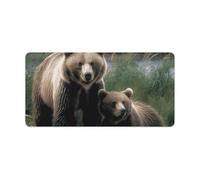 A Mother and A Cub Bears Desk Mat Non-Slip Office Desk Mat 23.6" X 11.8" Large Mouse Pad with Rubber Base Waterproof Desk Writing Pad for Office and Home