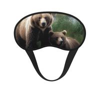 A Mother and a cub Bears Eye Mask for Sleeping Soft Satin Sleep Shade Cover Blindfold with Elastic Strap Travel Nap Blackout Eye Shade Cover for Women Men