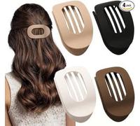 A must-have flat hairpin set for ladies, with thin claws that can hold the hair firmly in place, and a silky touch that does not damage the hair, suitable for daily commuting and dating (4-piece set)