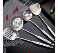 A Must Have Long Handled Wok Ladle Crafted From Sturdy 304 Stainless Steel; Designed For Durability (C)