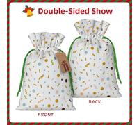 A Myriad Of Colorful Dots Christmas Gift Bags With Drawstring, Reusable Gift Wrapping Bags For Xmas Holiday S Green Christmas Ribbon