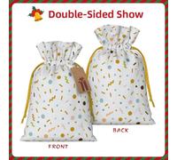 A Myriad Of Colorful Dots Christmas Gift Bags With Drawstring, Reusable Gift Wrapping Bags For Xmas Holiday S Yellow Christmas Ribbon