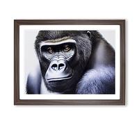 A Mysterious Gorilla H1022 Framed Print for Living Room Bedroom Home Office Décor, Wall Art Picture Ready to Hang, Walnut A4 Frame (34 x 25 cm)