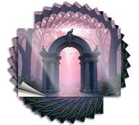 A Mystical Archway in A Dreamy Forest Sticker Dorm Decorations Self Adhesive | Square Garage Vinyl Sticker Pack for Taupe(12X18CM)
