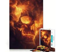 A Mystical Skull Glowing with A Radiant Orange Light 1000 Pieces Puzzles for Adults Strong Memory Quality Print Fun Challenge Night Fun (38x26cm)