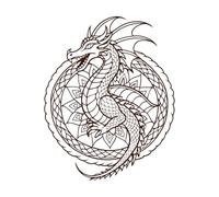a Mythical Dragon Entwined with Mandala Patterns with Scales and Wings Adding to The Detailed Vinyl Wall Stickers 40x50.3cm Personalized Customization Coffee