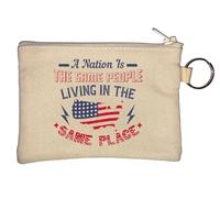 A Nation is the Same People Living in the Same Place Key Chain Coin Purse Beige