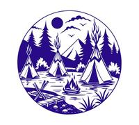 a Native American Camp Vinyl Wall Stickers 67.2x67.2cm Tattoo Culture DarkBlue