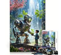A Nature Robot with Kids Jigsaw Puzzles for Adults 1000 Pieces Brain Power Snug Connection Home Game Perfect Art (38x52cm)