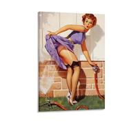 A Near Miss Or Surprising Turn A Hose to Blame by Gil Elvgren Wall Art Prints posters 23 Decorative Painting Canvas Wall Art Living Room Bedroom 16x24inch(40x60cm)
