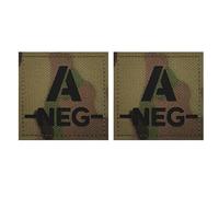 A NEG Blood Type Negative Tactical Patch, IR Reflective, Hook Backing, 5cm Square