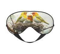 A Nest of Three Birds Print Sleep Mask with Adjustable Strap, Comfortable Eye Cover for Travel, Yoga, Napping, Sleeping & Relaxation