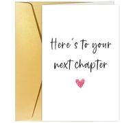 A New Beginning Gift Card Minimalist With Pink Heart And Gold Envelope, Here’S To Your Next Chapter Card For Graduation, Farewell, Promotion, New Beginnings, Recovery And Special Occasions
