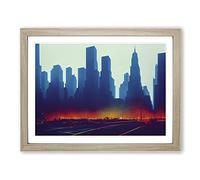 A New York City Skyline Vol.3 Framed Print | A2 Oak Framed Wall Art | Ready to Hang | Modern Cityscape Picture | Living Room Bedroom Lounge Office