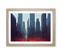 A New York City Skyline Vol.4 Framed Print | A3 Oak Framed Wall Art | Ready to Hang | Modern Cityscape Picture | Living Room Bedroom Lounge Office