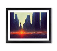 A New York City Skyline Vol.5 Framed Print | A2 Black Framed Wall Art | Ready to Hang | Modern Cityscape Picture | Living Room Bedroom Lounge Office