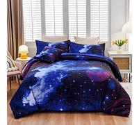 A Nice Night Galaxy 6Pcs Bedding Sets Outer Space Comforter Bed in a Bag 3D Printed Quilt,for Children Boy Girl Teen Kids,Full 6Pcs