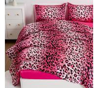 A Nice Night Leopard Printed，Satin Silky Soft Quilt Sexy Luxury Super Soft Microfiber Comforter Quilt Bedding Comforter Set Full/Queen, Light Weighted (Pink, Queen(88-by-88-inches))