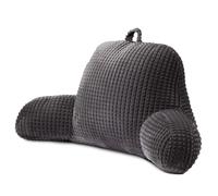 A Nice Night Reading Pillow Bed Wedge Standard Size Backrest with Arms Back Support for Sitting Up in Bed/Couch for Lounging Bedrest,Waffle Stereoscopic Design,Darkgrey