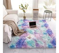 A Nice Night Shaggy Fluffy Faux Fur Area Rug Door Mat,Tie Dye Style,Softest, Luxurious Shag Carpet Rugs for Bedroom, Living Room, Luxury Bed Side Plush Carpets, Rectangle (Light Purple, 3' x 5')