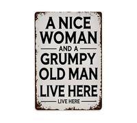 A Nice Woman And A Grumpy Old Man Live Here_1 Tin Sign,Retro Metal Poster 8×12 Inch
