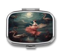 A Night of Miracles and Magic Pill Case 2 Compartment Small Pill Box Metal Portable Medicine Box Mini Medication Organizer Storage Travel Organizer for Pocket Purse