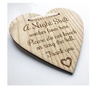 A Night Shift Worker Sleeping Do Not Disturb Hanging Plaque Dr's Nurses Sign - Heart Shaped Wooden Engraved